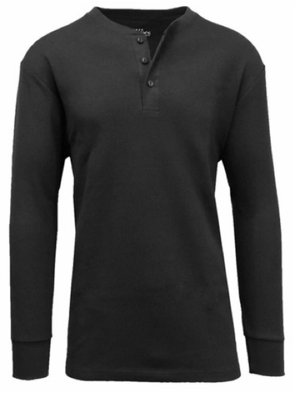 Classic Black Henley Long-Sleeve Shirt - Unbranded